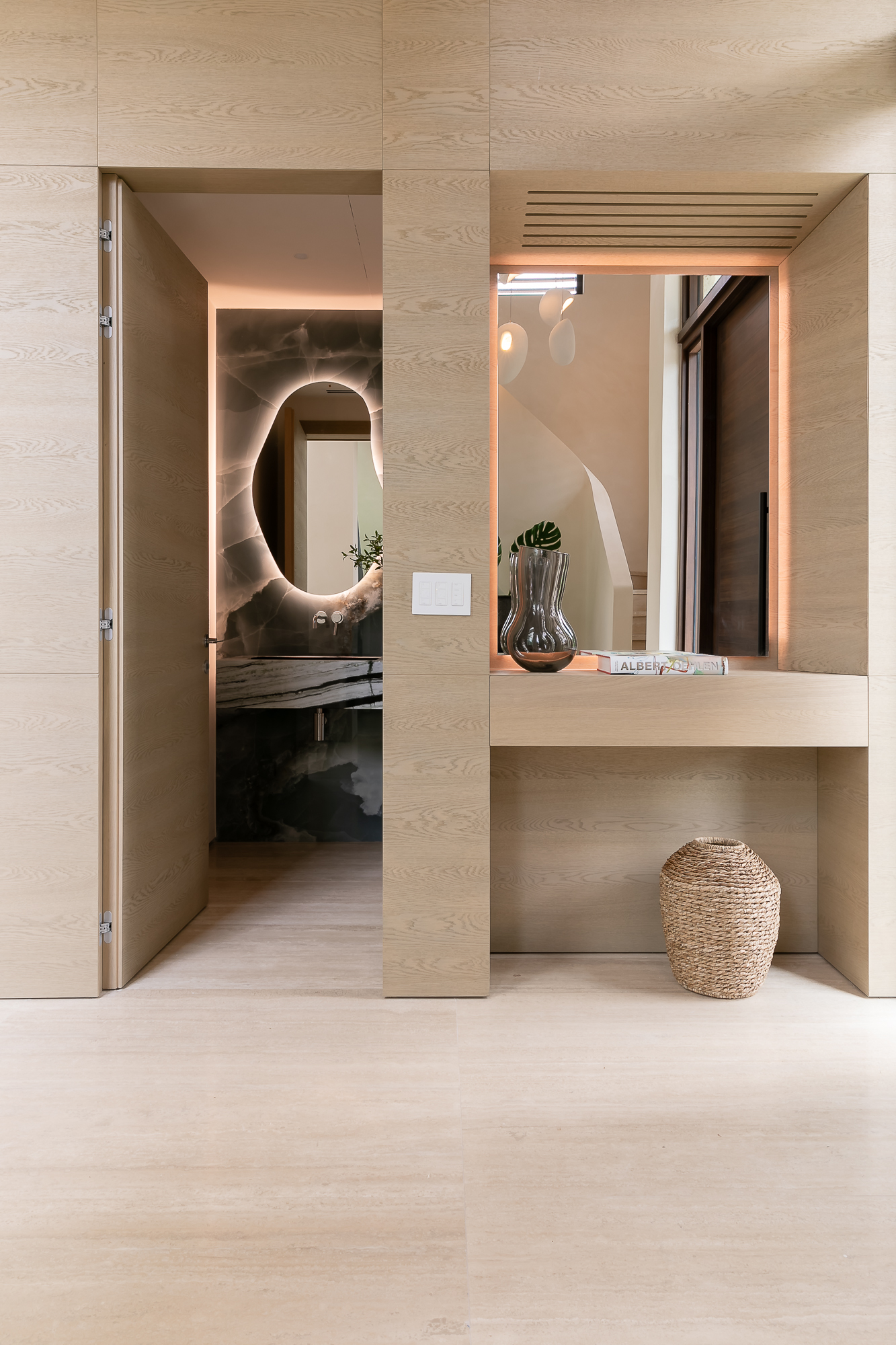 La Corte, oak vanity wall